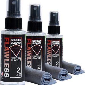 Flawless Screen Cleaner Spray w Microfiber Cloth- 3 bottles, 2 oz Each